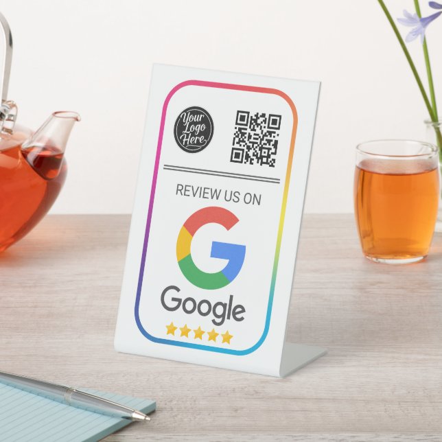 Modern Google Review QR Code Business Pedestal Sign (In SItu)