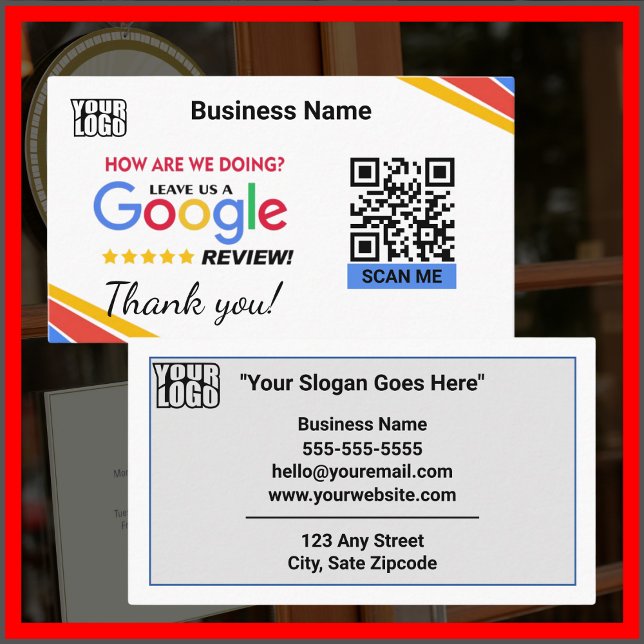 Modern Google Review W/ QR Code Link Template  Business Card (Creator Uploaded)