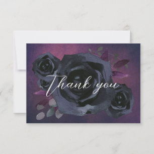 Modern Goth Purple Black Rose  Thank You Card
