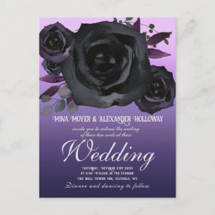 Modern Goth Purple Black Roses QRC Postcard