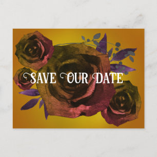 Modern Goth Rose Photo Save Our Date Postcard