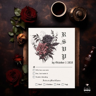 Modern Goth Rosewood and Charcoal RSVP Card