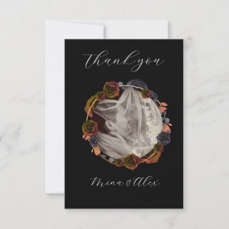 Modern Goth Wedding Black Photo Thank You Card
