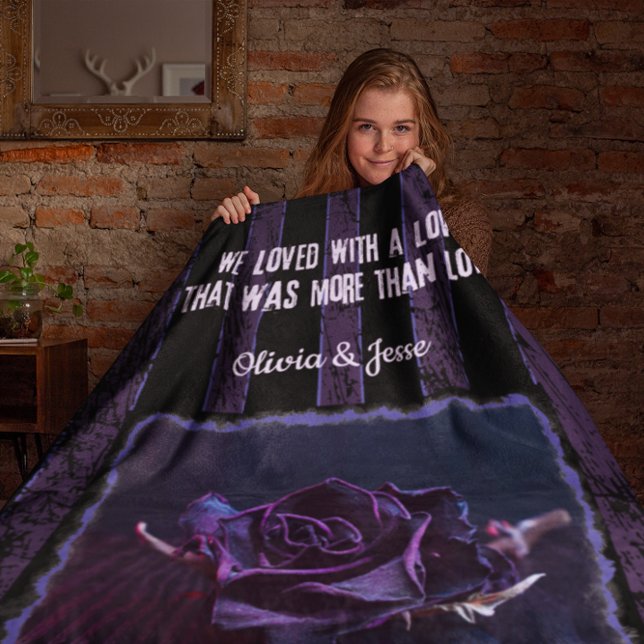 Modern Gothic Dark Romance Black Purple Couples Sherpa Blanket (Creator Uploaded)