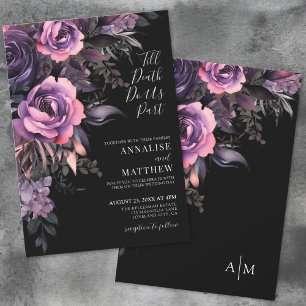 Modern Gothic Floral Black Wedding Invitation