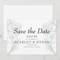Modern Gothic Floral Heart Elegant White Wedding