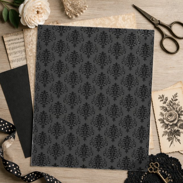 Modern Gothic Grey Black Damask Scrapbook Paper (Creator Uploaded)