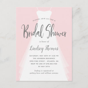 Modern Gown Bridal Shower Invitation Postcard