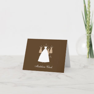 Modern Gown Bridal Shower Thank You Card - Latte