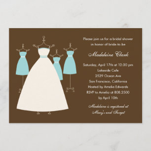 Modern Gowns Bridal Shower Invitation - Turquoise