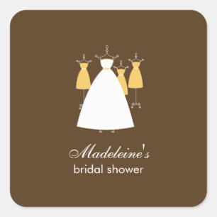 Modern Gowns Favour Stickers - Mustard