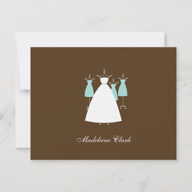 Modern Gowns Flat Thank You Card - Turquoise (Front)