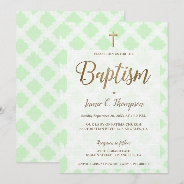 "Modern Grace" - Chic Baptism Invitation (Front/Back)