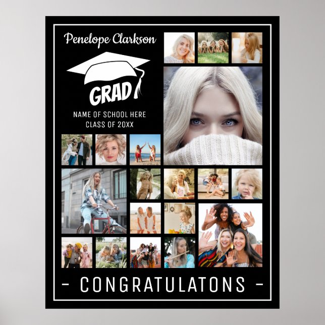Modern GRAD 13 x photo collage Graduation Party Poster (Front)
