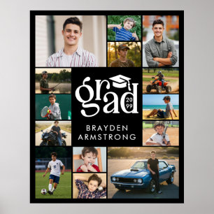Modern Grad 14 Photo Collage Bold Type Cap Poster
