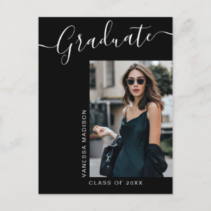 Modern Grad 1 Photo Elegant Script Postcard