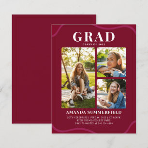 Modern Grad 2022 Burgundy Photo Graduation Party Invitation