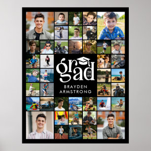 Modern Grad 42 Photo Collage Bold Type Cap Poster