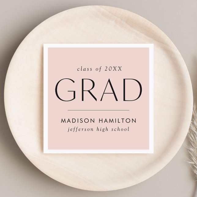 Modern Grad Blush Pink Graduation Napkin (Creator Uploaded)