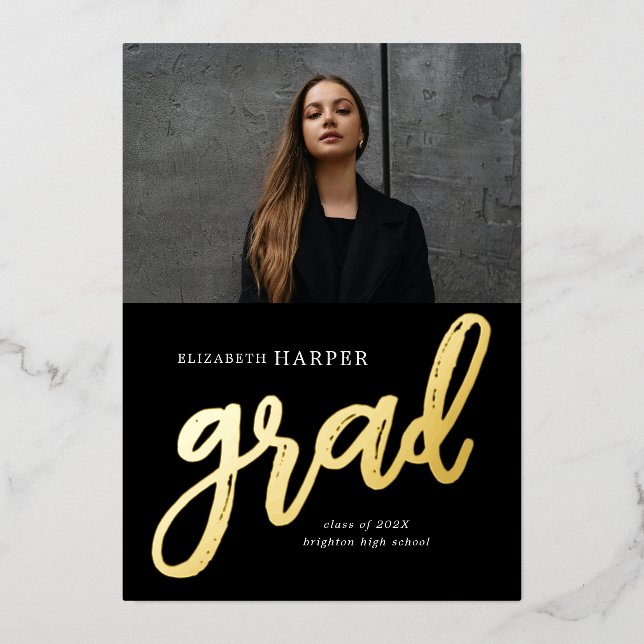 Modern Grad Brush Script Photo Graduation (Front)