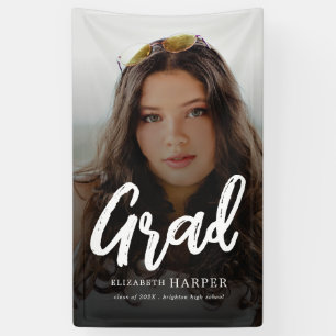 Modern Grad Brush Script Photo Graduation Banner