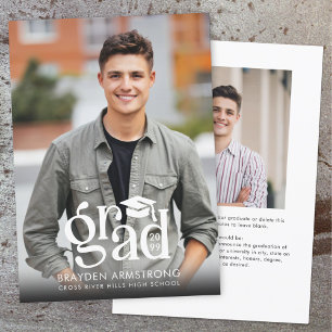 Modern GRAD Cap 2 Photos White Overlay Announcement