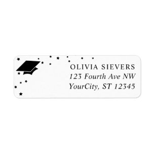 Modern Grad Cap Graduation Return Address