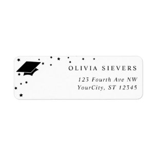 Modern Grad Cap Graduation Return Address