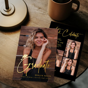 Modern Grad Cap Script 4 Photo Simple Graduation