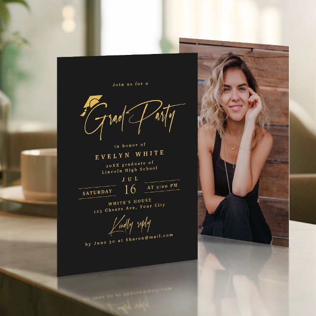 Modern Grad Cap Signature Script Simple Graduation Invitation (Modern Grad Cap Signature Script Simple Graduation Invitation)