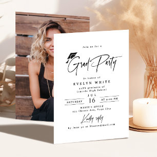 Modern Grad Cap Signature Script Simple Graduation Invitation