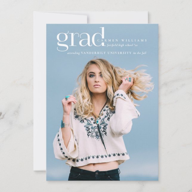 Modern Grad Full Photo Graduation Announcement (Front)