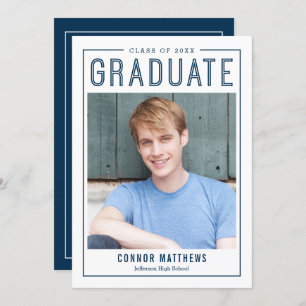 Modern Grad Graduation Announcement Invitation