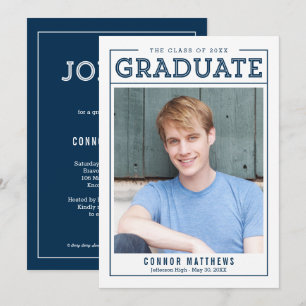 Modern Grad Graduation Announcement Invitation