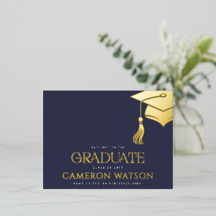 Modern Grad Hat Tassel Graduation Foil Postcard