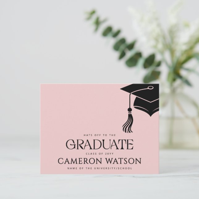Modern Grad Hat Tassel Graduation Postcard (Standing Front)