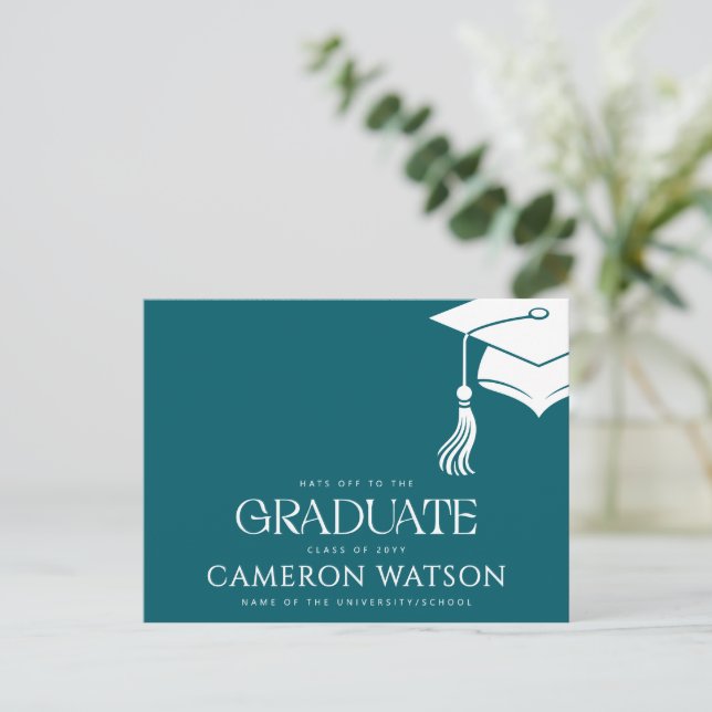 Modern Grad Hat Tassel Graduation Postcard (Standing Front)
