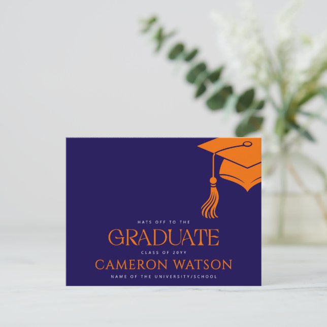 Modern Grad Hat Tassel Graduation Postcard (Standing Front)
