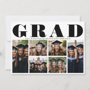 Modern GRAD High School 6 photo Collage Graduation Announcement