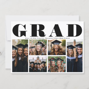 Modern GRAD High School 6 photo Collage Graduation Announcement