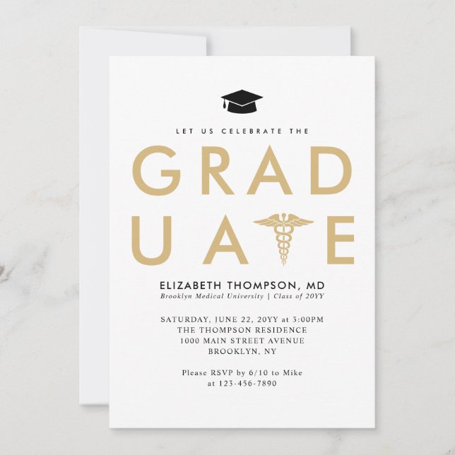 Modern Grad Medical School Doctor Graduation Party Invitation (Front)
