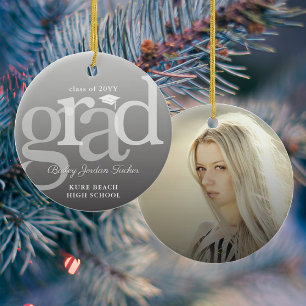 Modern GRAD Ombre Overlay Graduation Ceramic Tree Decoration