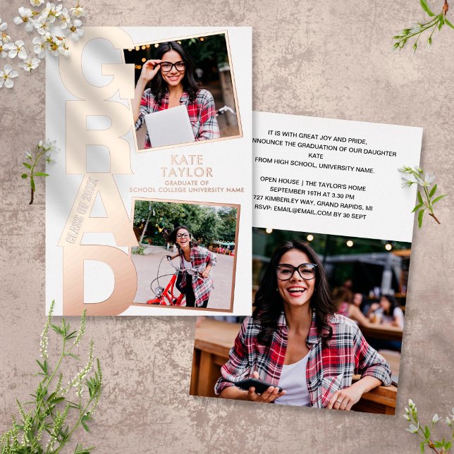 Modern Grad Party 3 Photo Rose Gold (Creator Uploaded)