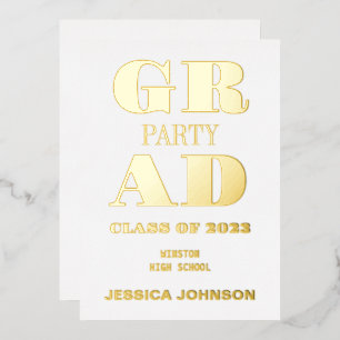 MODERN GRAD PARTY FOIL INVITATION