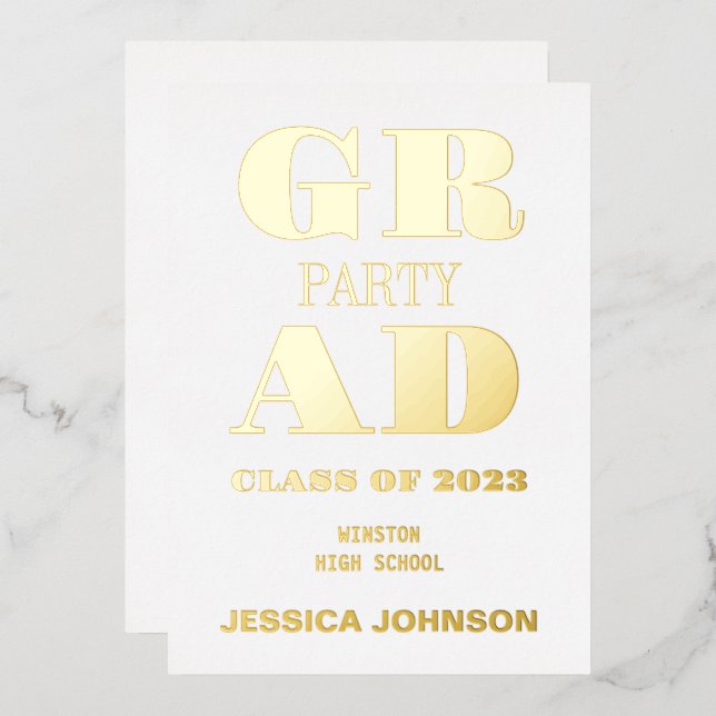 MODERN GRAD PARTY FOIL INVITATION (Front/Back)