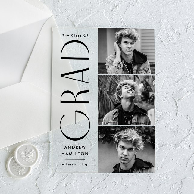Modern Grad Photo Acrylic Graduation Announcement (Creator Uploaded)
