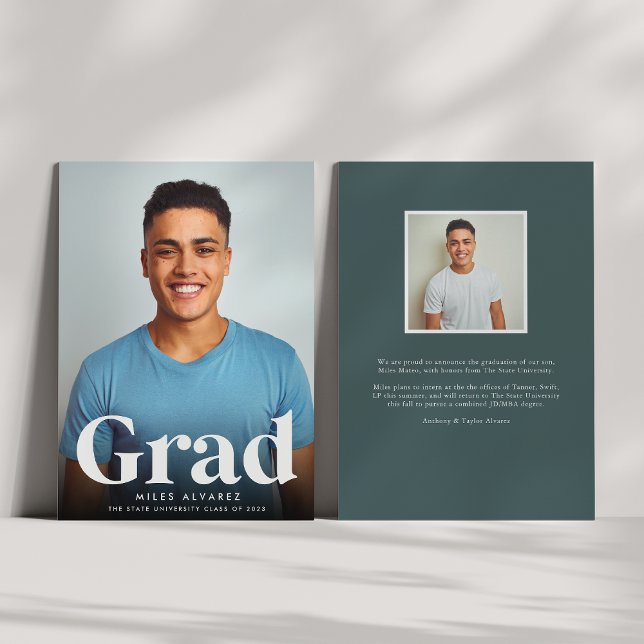 Modern Grad | Photo Graduation Announcement (Creator Uploaded)
