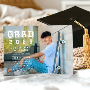 Modern Grad Photo Graduation Invitation