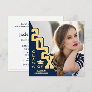 Modern Grad PHOTO Graduation Party Invitation