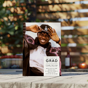 Modern GRAD Photo Graduation Party Invitation